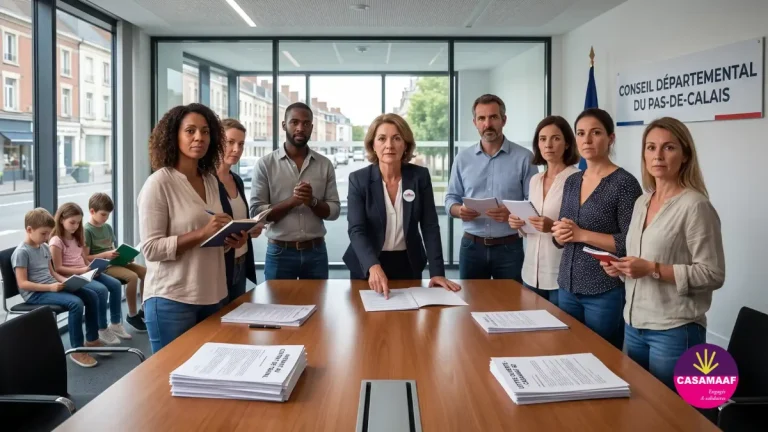 Représentants de la CASAMAAF 62 et assistants familiaux du Pas-de-Calais mobilisés autour de l'avenant à leur contrat de travail au Conseil Départemental.